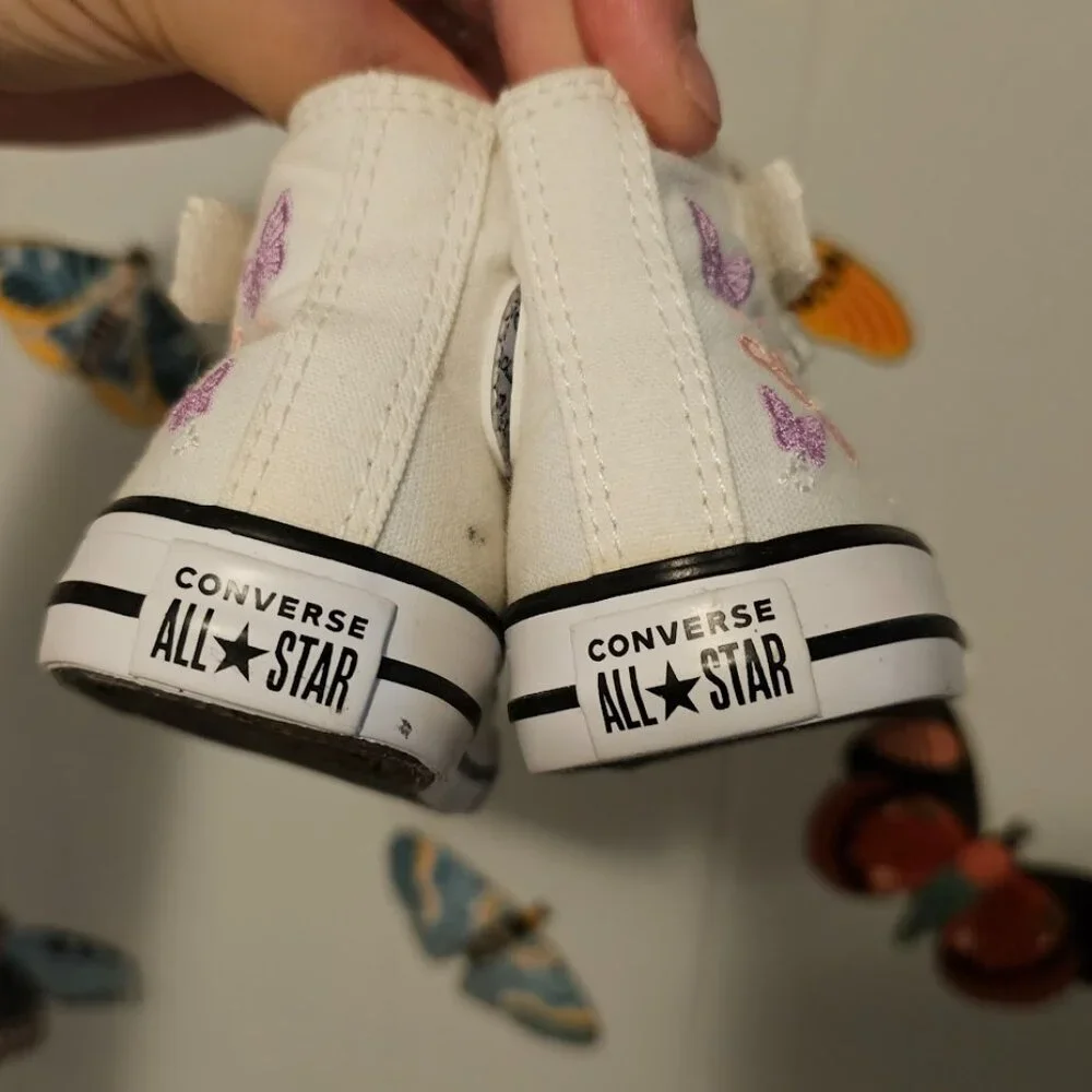 Butterfly Embroidered Converse High-tops- Toddler size 4t - Picture 5 of 5
